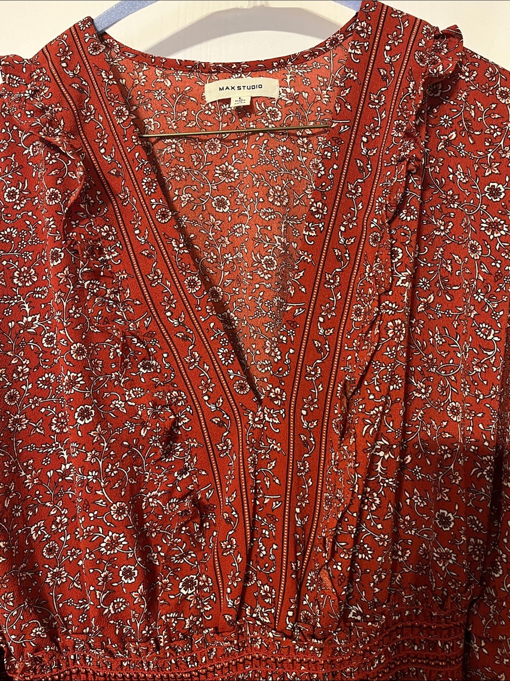 Max Studio Rust Red Floral Midi Dress - Picture 3 of 5